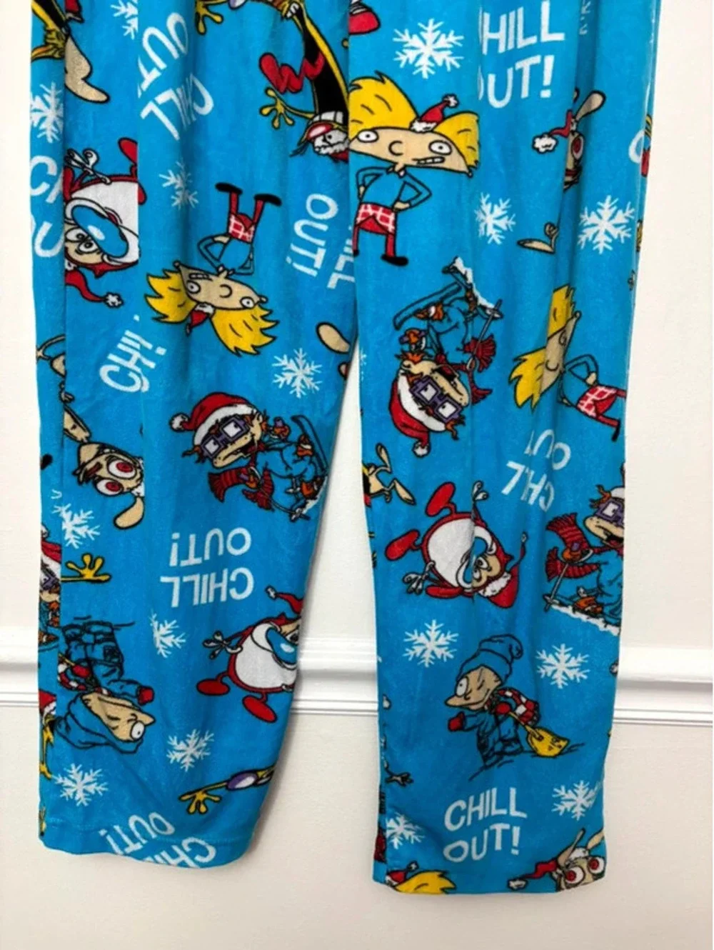 Nickelodeon Christmas Pajama Pants Medium Rugrats Hey Arnold Plush Holiday